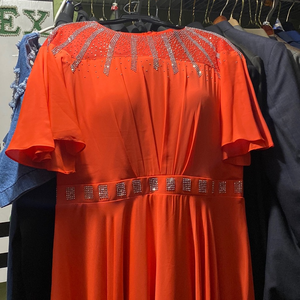 Coral color dress with rhinestone new with tags never worn